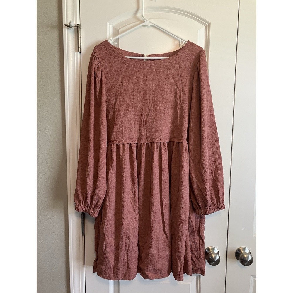 Glamaker Babydoll Mini Dress Women 2XL Rose Pink NWT Long Sleeve C507